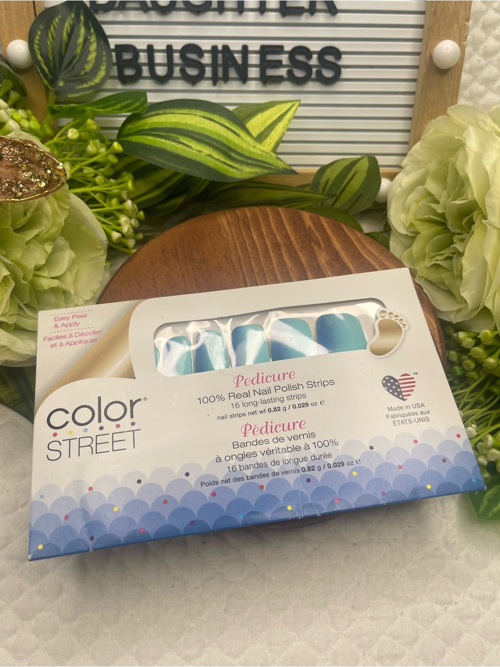 Color Street Serene Marine Nail Polish Pedicure Strips Retired New.
